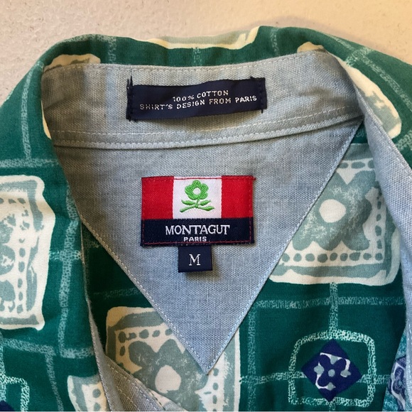 Montagut Button Front Green Floral Print Hawaiian Shirt - Picture 9 of 13